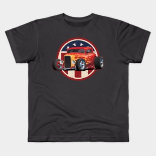 Vintage American 32 Hot Rod Coupe Car Illustration Kids T-Shirt